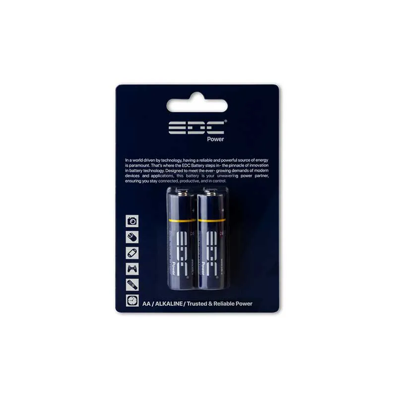 باطری قلمی آلکالاین کارتی 2 عددی 2200 میلی آمپر ساعت EDC Power